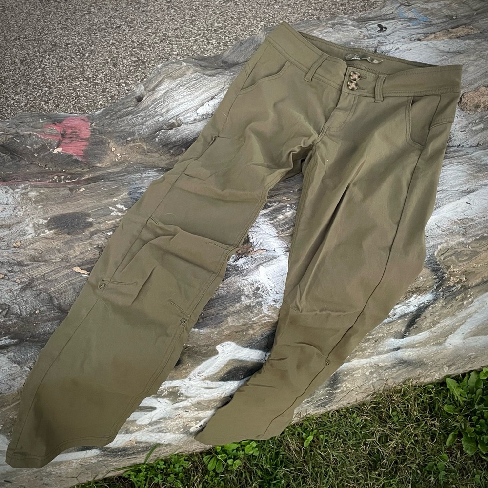 Prana HALLE PANT Hiking Climbing Adventure Gorpcore Rugged Olive Pants size 2
